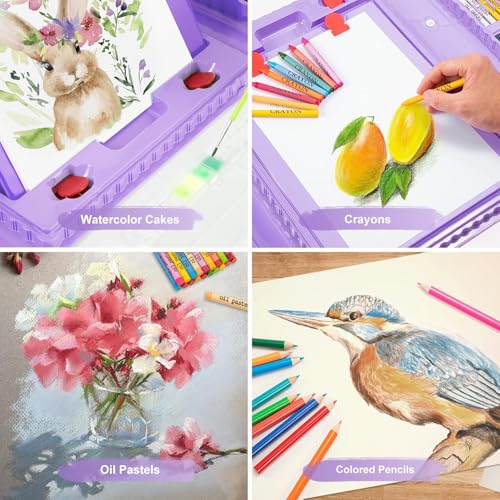 Art Kit, 272 Pack Art Set Drawing Kit for Kids Girls Boys, Deluxe Gift Art Supplies with Trifold Easel, Origami Paper, Coloring Pad, Sketch Pad, Pastels, Crayons, Pencils, Watercolors (Purple) by POPYOLA - Image 6