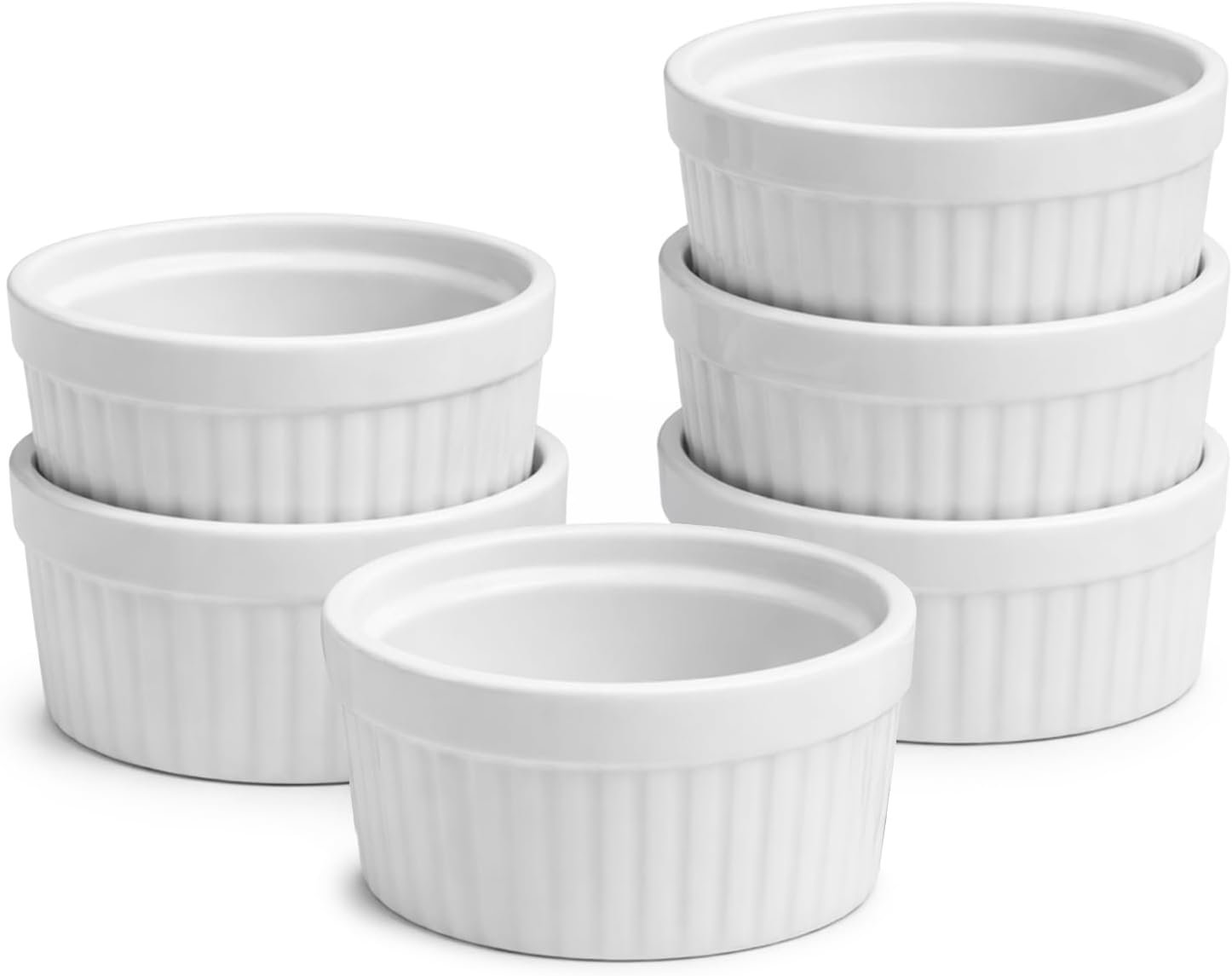 Set of 6 Sauce Cups, Porcelain Ramekins Oven Safe & Microwave for Desserts, Dips, Charcuterie Board (3 oz)