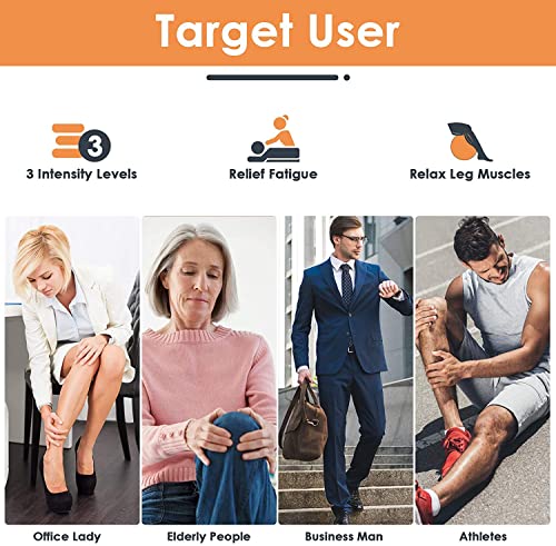 SHINE WELL Rechargeable Air Compression Leg Massager for Circulation, with Built-on Controller, 3 Modes 3 Intensities Cordless Leg Compression Massager for Pain Relief Home and Office Use