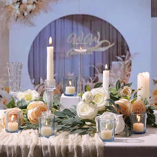 image for LETINE Blue Votive Candle Holders Set of 36 - Elegant Glass Candle Hol