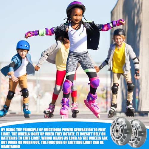 Inline Skate Wheels 72mm 8 Stück LED Inline Skates Rollen mit Kugellager Erwachsene Kinder Verschleißfest Leise Silber Transparent