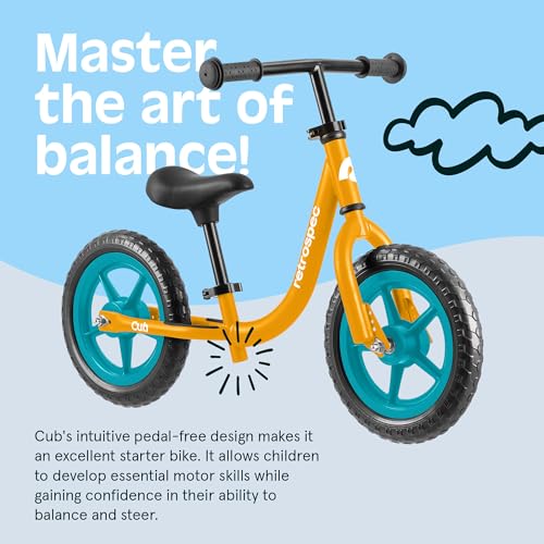 Retrospec Cub 2 Toddler 12" Balance Bike, 18 Months - 3 Years Old, No Pedal Beginner Kids Bicycle for Girls & Boys, Flat-Free Tires, Adjustable Seat, & Durable Frame