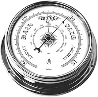 Tabic Traditional Barometer, Chrome Plated Brass Barometer, Heavy Brass Case, Chrome Plated, Weighs (1/2kg), Handmade in England