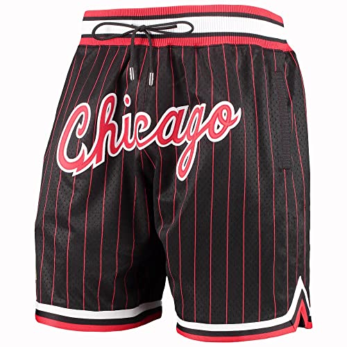 Gadobyb Men's Retro Basketball Shorts Sport Fans Shorts Quick Dry Mesh With Pockets Shorts Black (Medium) #TOP1
