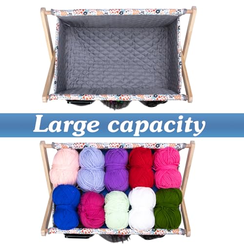 Image of Hanfetch Yarn Caddy Large Size Yarn Storage Organizer for Yarn Skeins-Organizer for Crochet Hooks Knitting Needles Other Accessories