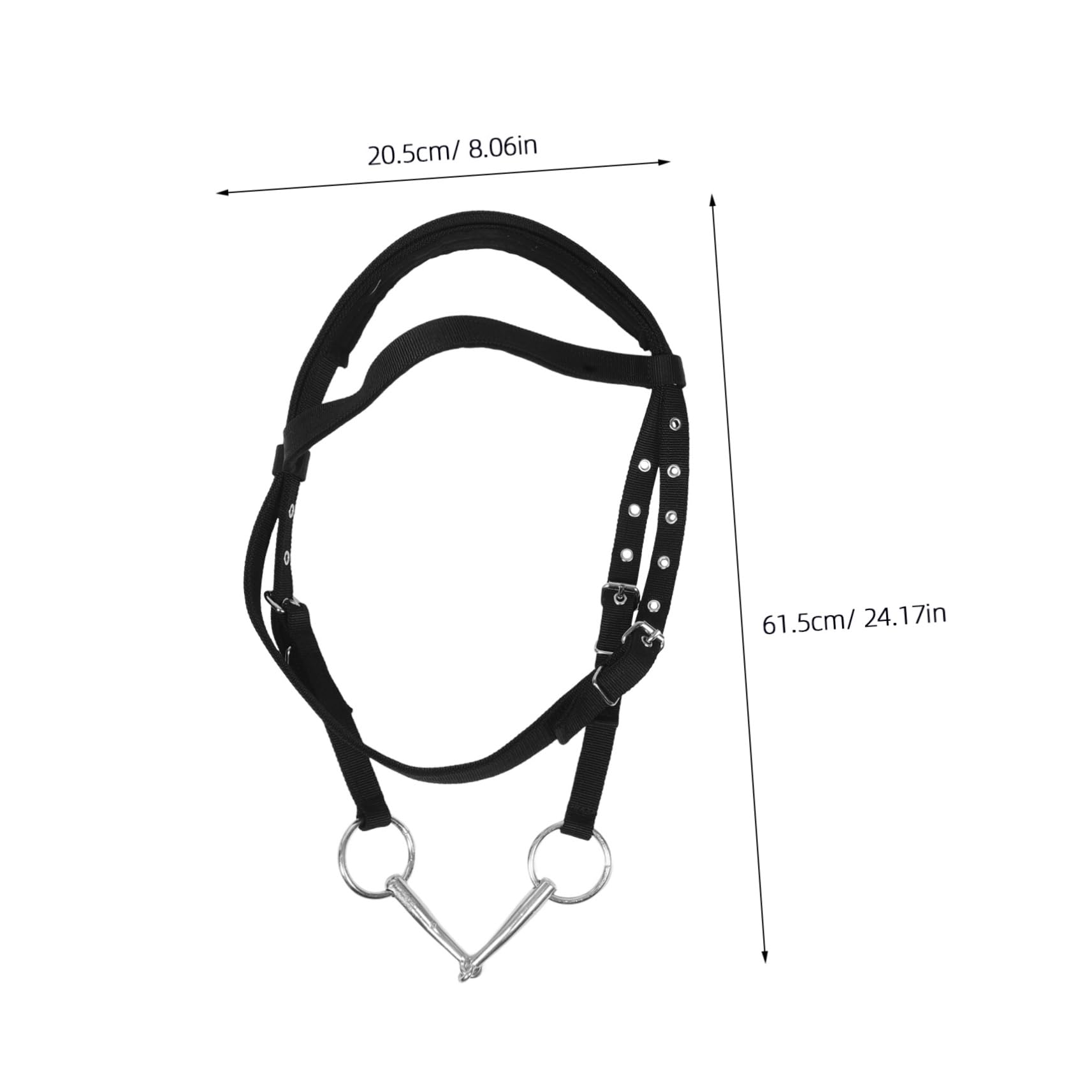 Cabestro de Cuerda para Caballo Negro Grande de Nylon | Brida de Entrenamiento sin Bocado, Diseño Ergonómico, para Montar y Control Seguro