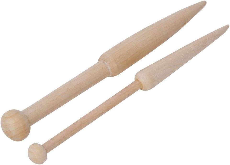 HEEPDD 2pcs Bobbin Beech Wood Stick, DIY Craft Weaving Tool Woven Sweater Scarf Tapestry Single Head Solid Wool Short Rod for DIY Home Woven