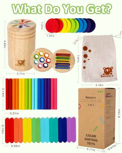 Image of Wooden Sorting Toy for Toddlers 1-3 - Fine Motor Skills Toys,3 in 1Baby Coin Bank & Color Matching Game - Sensory Educational Toy for Boys Girls Travel Activities