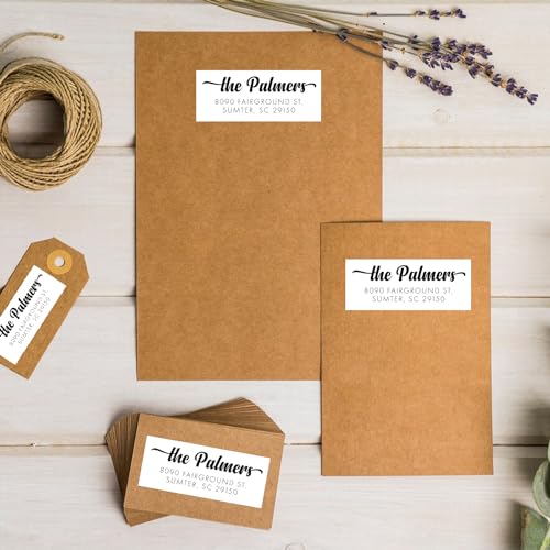 Return Address Stamp Address Stamper Self Inking or Wood Handle - Self Inking Personalized Customized Return Wedding Script Calligraphy Business Stamper Housewarming - Thumbnail 4