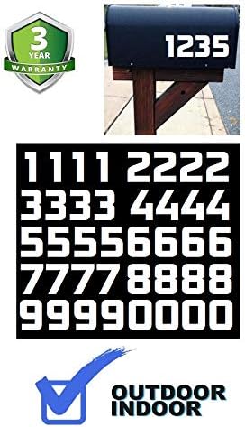 1" White Color Custom Mailbox Numbers - Lot of 40(4 of each number form 0 to 9) 1 inch tall, white Modern Vinyl Mailbox Numbers,Doors,Tool Box,Locker,Car,Truck,Address Decal Stickers (Konkretika Bold)