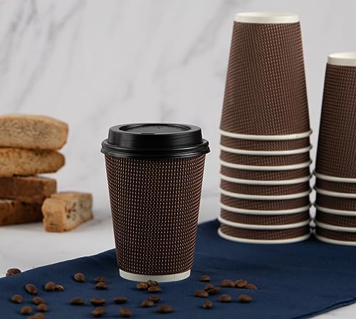 Brown Ripple Hot Cups - 16 Oz - Paper, Case Of 160, 4 Packs X 40 - For Coffee, Tea, Cafes & Breakrooms by Bluesky Trading - Image 3
