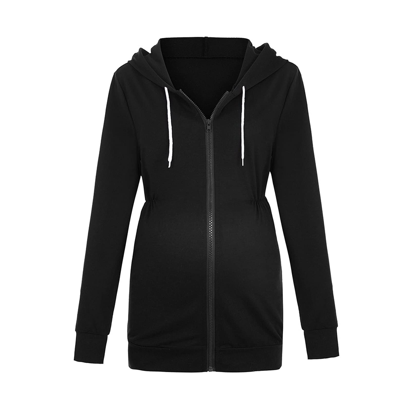 Divertente felpa con zip lunga gravidanza con tasche camicetta maternità top donna