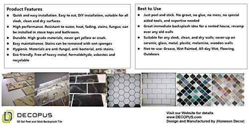 3D Marble Tile Peel and Stick Backsplash (Long Shape - Marble White & Black 10pc/Pack) for Kitchen, Bathroom, Wall Covering, Self Adhesive Vinyl Tile , Flex Tile Stick On Removable