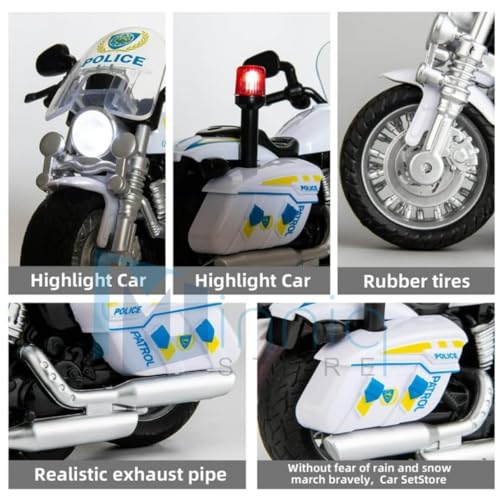 Image of Police Motorcycle Toy - Pull Back Motorcycle Toys, Tiny Gift with Music Lighting, Latte Motorcycles Toy for Kids Boys Age 3-8 Year Old [Multicolor] (Police Motorcycle-001-Multicolor)