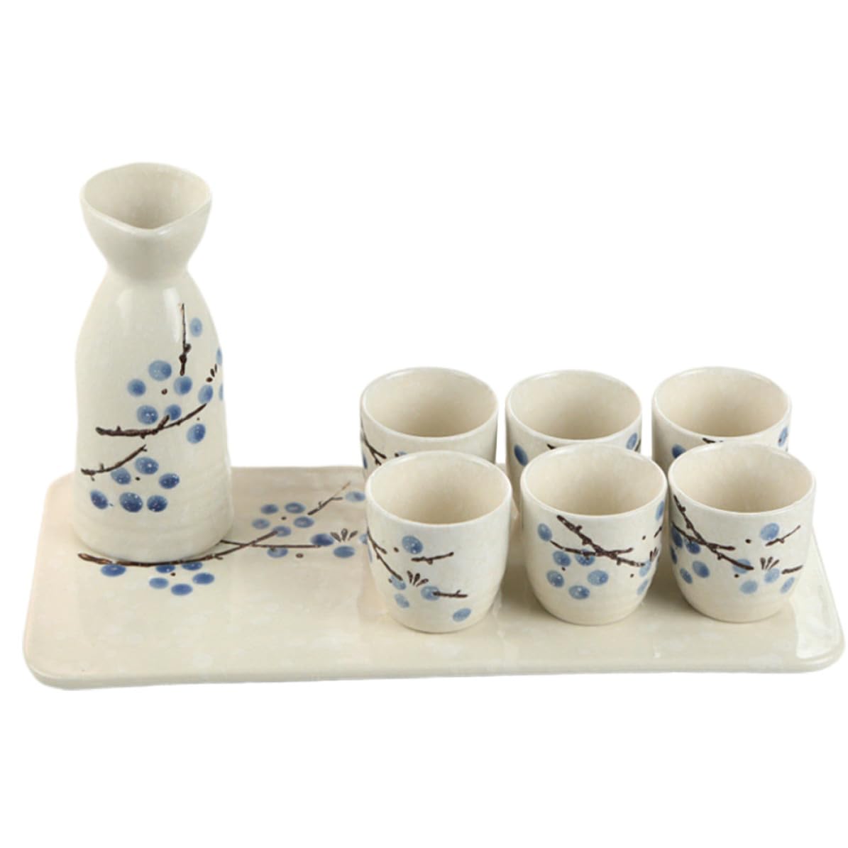 Juego de Sake Japonés de Cerámica Azul para Hogar y Bar