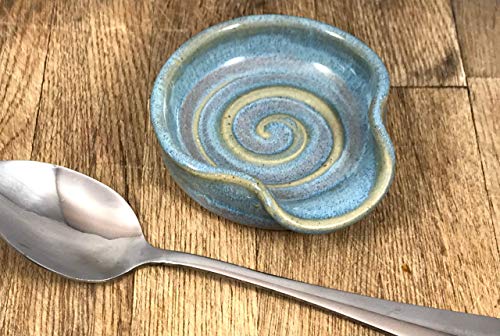 Teaspoon-Rest-MINI-Ceramic-Spoon-Rest-in-Opal-Blue 511+OG kHGL