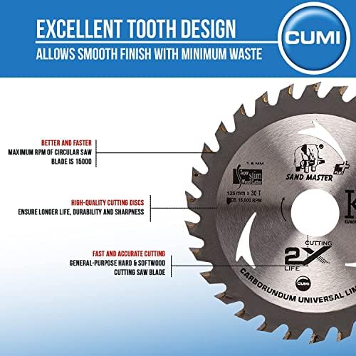 Plus Super Slim Ultra Premium Wood Cutter Blade Precise Finish Ideal For Residential & Industrial Work (125mm x 1.8mm x 20mm x 30T, 50 Pcs)