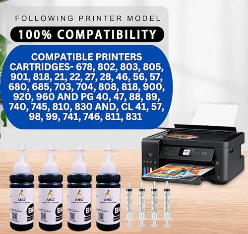 Image of ANG Ink Suction Tool Kit for Canon 810, 811, 810 XL, 811 XL, 47, 57, 745, 746, 745 XL & 746 XL (4 Black + 4 Syringe)