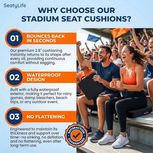 image for SeatyLife Extra Thick Stadium Seat Cushion – Waterproof 2.8