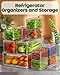 KEMETHY 11 Pack Refrigerator Organizers and Storage, Stackable Fridge Organizer Bins, BPA-Free Clear Plastic Fruit Storage Containers for Fridge, Kitchen, Fruits, Drinks, Produce, Vegetable
