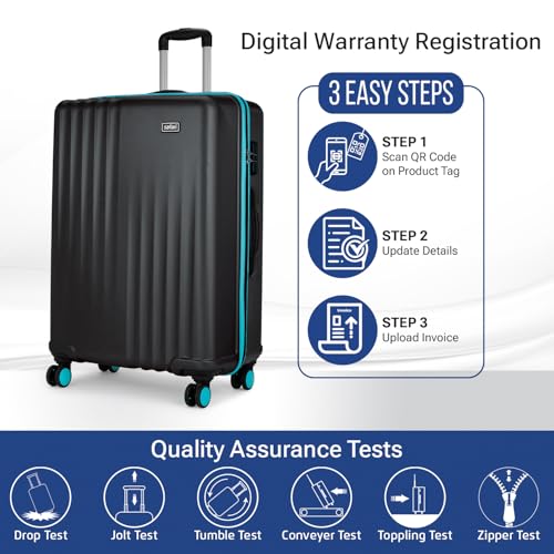Image of Safari Citymiles 8 Wheels 79 Cm Large Size Trolley Bag Hard Case Polycarbonate 360 Degree Wheeling Check in Luggage, Antitheft Zipper, Travel Bag, Suitcase for Travel, Trolley Bags for Travel, Black