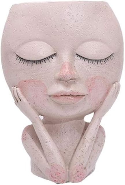 Blanketswarm Resin Flower Pot Vase Artistic Sculpture Head Planter Flower Pot Dried Statue Plant Pots for Garden Outdoor Indoor Decorative