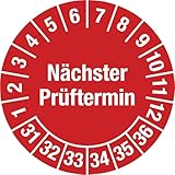 kaiserkraft | Prüfplakette | Mehrjahreszahlen | sicherheitsgestanzte Folie | Ø 30 mm | VE 10 Stk | 31-36 | Rot