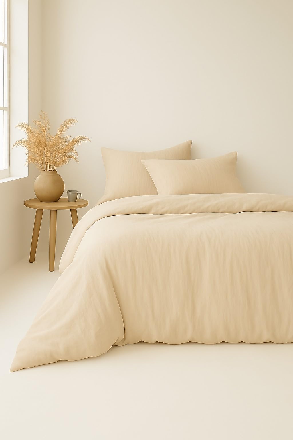 Parure de Couette Gaze de Coton – Le Clos des Songes – Linge de Lit Doux, Léger et Respirant (Beige, 220x240 cm)
