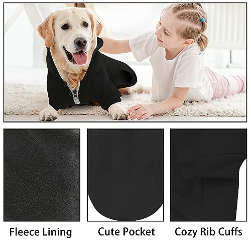 meioro Kapuzenpullis für Hunde Warme Reißverschluss Kapuzen Haustier Kleidung Pullover Hund Katze T-Shirt Niedlichen Haustier Hoodies Bekleidung französische Bulldogge Pug (XL, Alle Schwarz)