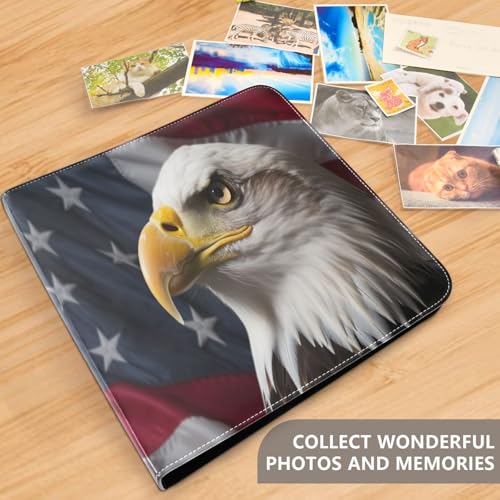 Álbum de Fotos Autoadhesivo Scrapbook con Diseño de Bandera Americana y Águila Calva, 3 Anillas, 40 Páginas, 8x10 para Recuerdos miniatura 5
