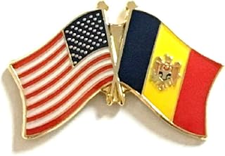 Friendship Flag Lapel Pin, Crossed Emblem Badge