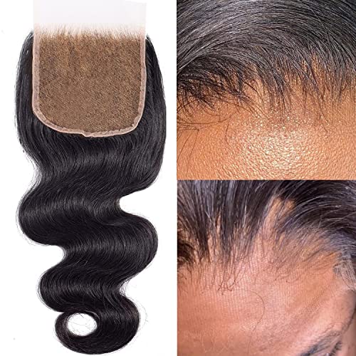 MYSHINYWIGS 5x5 Real HD Lace Closure Body Wave Closure Virgin Human Hair Lace Closure Pre Bleacked Knots with Baby Hair Invisible Transparent Lace Closure Natural Hairline Pre Plucked Black 12 Inch