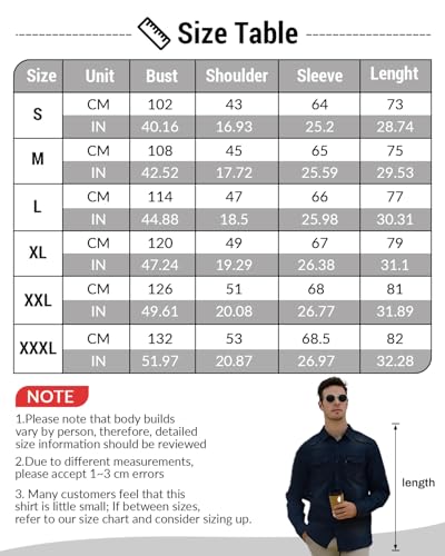 Morbuy Denim Shirts for Men Regular Fit Long Sleeve Casual Mens Cotton Collared Button Down Black Denim Jacket Shirts Top Autumn Winter Coats with Pocket - Image 5