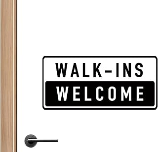 Walk Ins Welcome Lettering - Business Graphic Vinyl Decal - 6x12 Inches Vinyl Die Cut Decal for Store, Salon, Barbershop, Spa, Nails, Window Sticker- Black