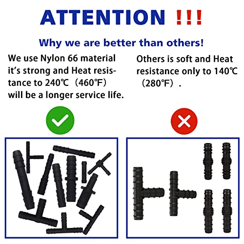 Vacuum Connector Assortment Heat Resistance 240℃（460℉）Automotive Vacuum Tubing Connector Vacuum Tee Connector Assortment Kit Nylon 115 Pieces Busy-Corner #TOP4