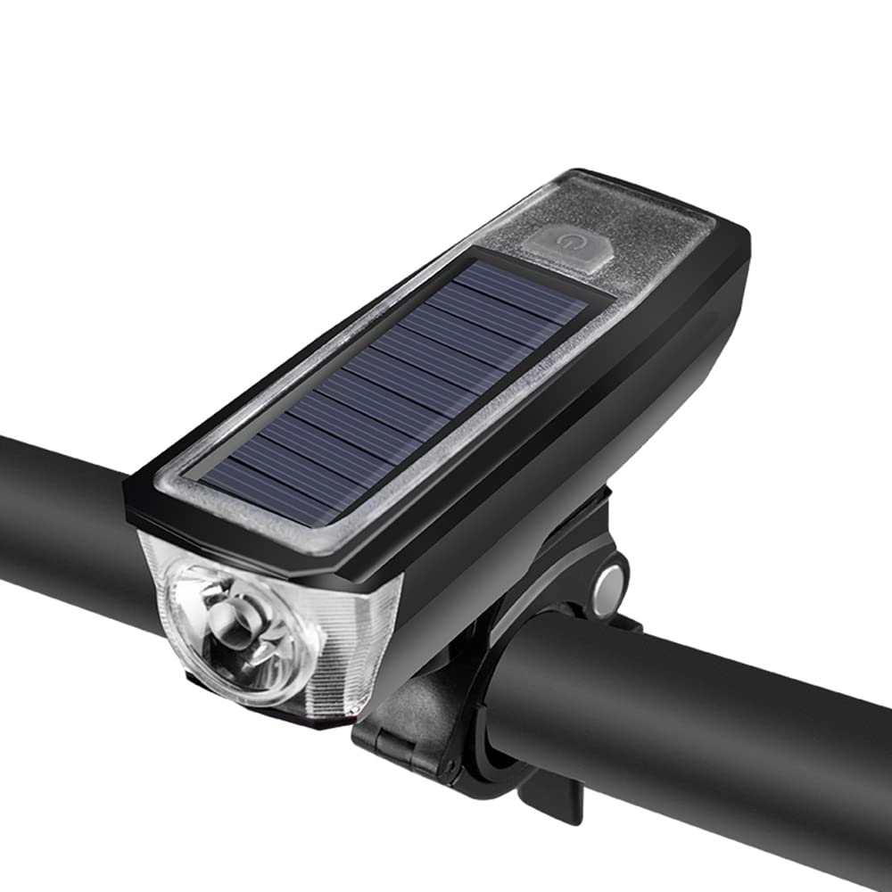 Phare de vélo, klaxon, Lampe multifonctionnelle Rechargeable par USB et à énergie Solaire, étanche, Accessoires de vélo