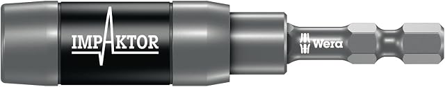 Wera 897/4 IMP R SB Impaktor TriTorsion Bit Holder with retaning ring and ring magnet, 1/4" Hex Drive x 75 mm, 05073990001
