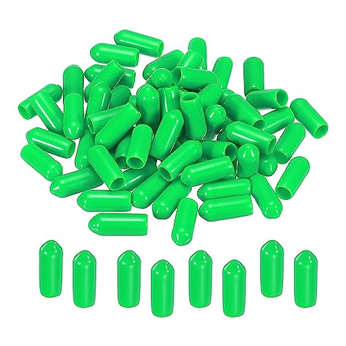 Image of MECCANIXITY 100pcs 3 /16 inch(5mm) Rubber End Caps Cover PVC Vinyl Screw Thread Protector Round Wire Shelf Caps for Screw Bolt Pipe Fence Post, Green
