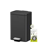 Vista 17 de EKO Madison - Basurero de baño de 6 litros/1.6 galones con tapa y cesta interior extraíble, cubo de basura rectangular de acero inoxidable cepillado