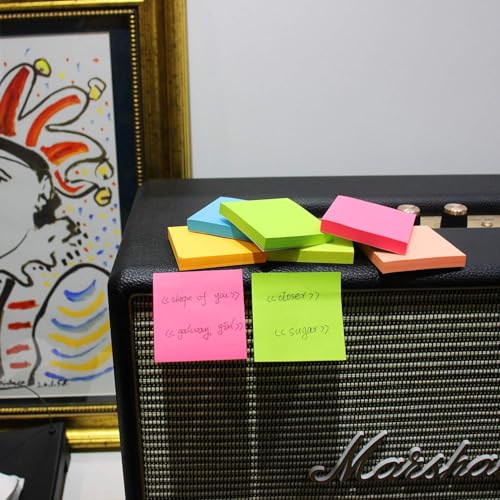 Image of Sticky Notes 400 Sheets (4 Colors x 100 Sheets Each), Self Adhesive Memo Pad, 7.6 x 7.6 cm Colorful Notes for Office, School, Study, Planning, Reminders & Bookmarking