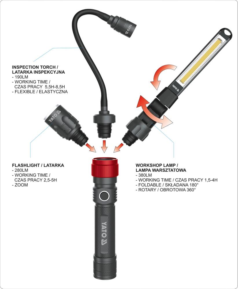 3in1 KFZ LED Inspektionslampe Werkstattlampe Stablampe Autolampe Arbeitsleuchte