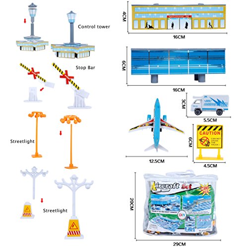 International Airport Assembled Toy 8 Planes And 8 Vehicles 200 Pieces Aircraft Model Playset Simulated Scene #TOP3
