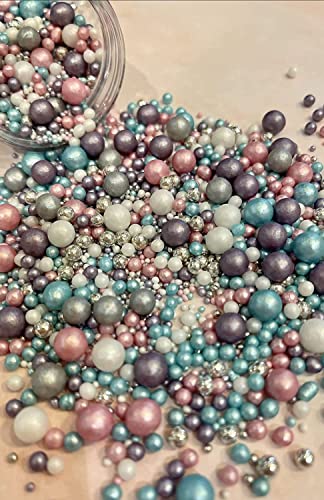 Metallic/Shimmer Balls Edible Cupcake Cake Topper Sprinkles (35g Pouch) (Mermaid Shine)