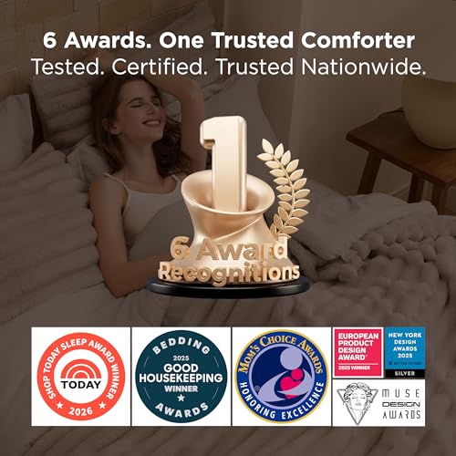 Image of Bedsure Gentlesoft 2-in-1 Queen Comforter Set and Detachable Fluffy Blanket, Beige Bedding Set for All Season Use, Detachable Design for Space Saving (Includes 2 Pillow Shams, 2 Pillowcases)