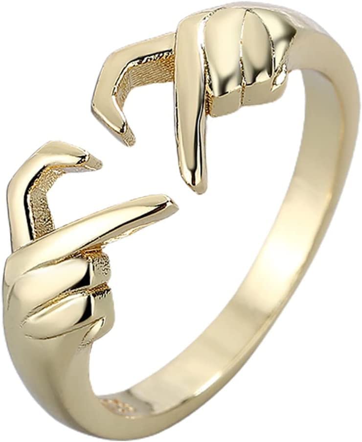 vien Creative Hands Heart Geometric Palm Love Gesture Punk Fashion Wedding Jewelry Alloy Sterling Silver Plated Ring-picture-24