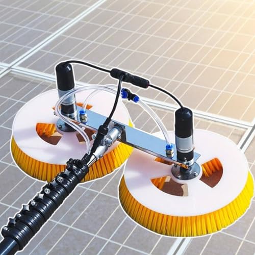 Genérico Cepillo eléctrico de Doble Cabezal para Paneles solares y Limpieza de Ventanas - Manguera de 29 m para una Limpieza eficiente, Herramienta Ideal para Exteriores, Uso doméstico y Comercial, l