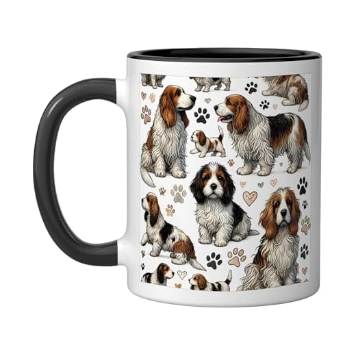 Beautiful Petit Basset Griffon Vendéen Dogs Pattern Ceramic Mug, Black/White
