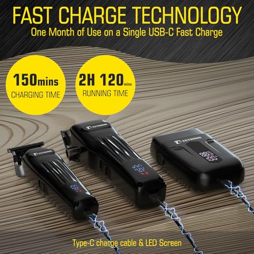 Image of BESTBOMG Hair Clippers for Men, Clipper, Trimmer & Shaver Set, BS-808A | Professional Hair Clippers for Men, Barber Grooming Kit, Zero-Gapped T-Blade & LED Display, Gifts for Men, Black