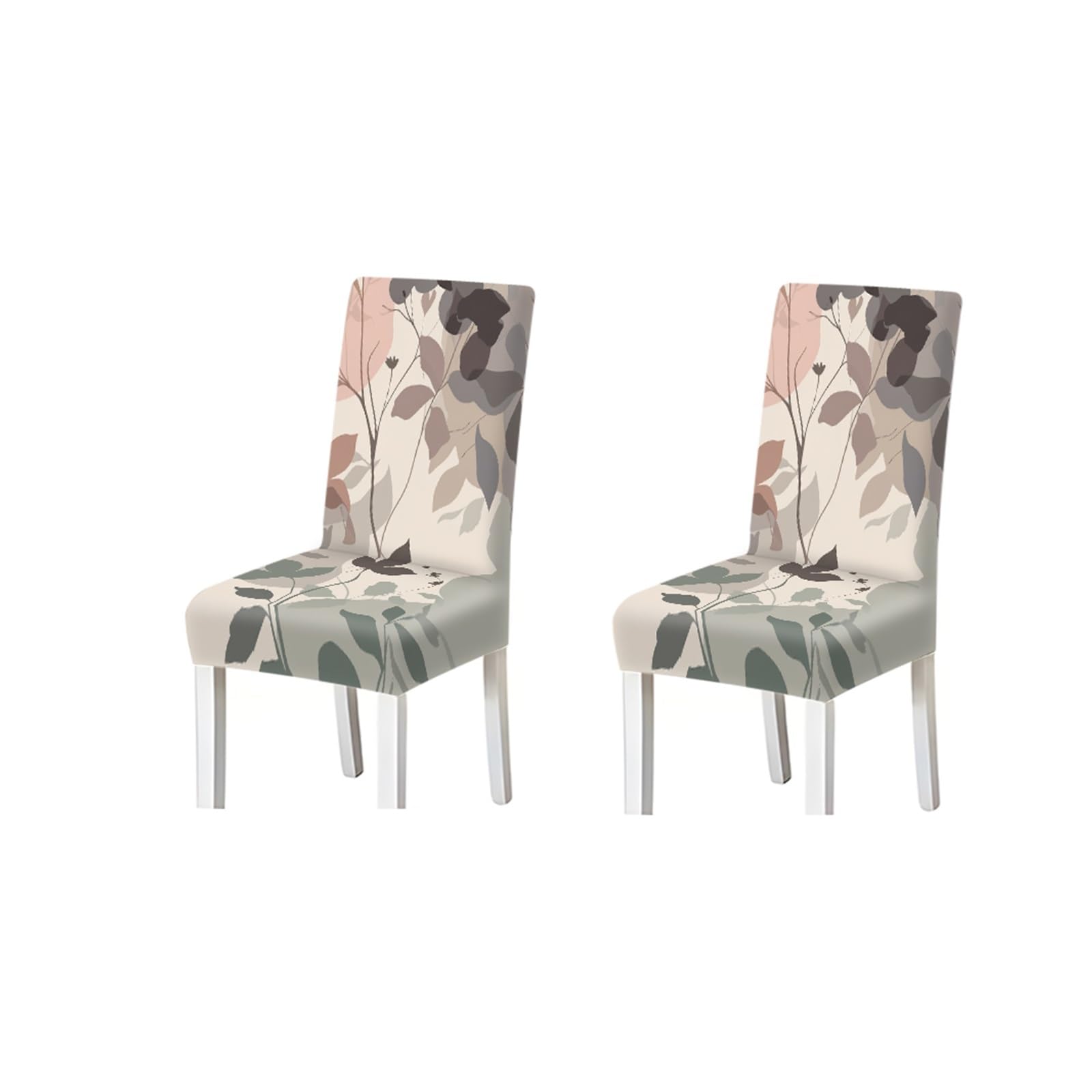 KXUAUV Sage Green Beige Botanical Leaf Print Dining Chair Covers, Stretch Slipcovers For Home Kitchen Dining Room Party, 2/4/6PCS Seat Protectors for Restaurant Hotel Party(2PCS Chair cover)