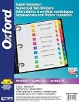 Oxford Diviseurs, taille de la lettre, 10-Tab Tabs colorés assortis, Livre blanc, Stock lourd, Tabs doublés stratifiés, renforcé 3-Hole Punch, 10-Pack pour le bureau ou l'école